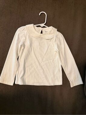 Janie and Jack Cream Long-Sleeve Top with Scalloped Peter Pan Collar